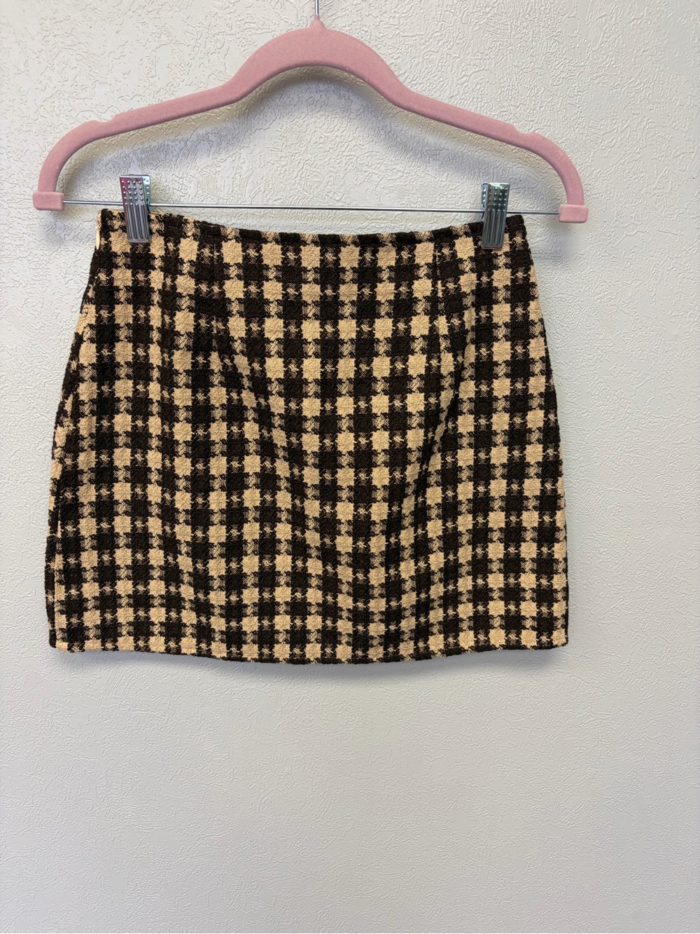 12th Tribe Plaid Mini Skirt in Beige and Black